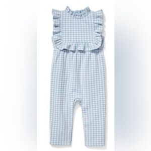 Janie and Jack NWT 6-12months Blue and White Checkered Pant Romper